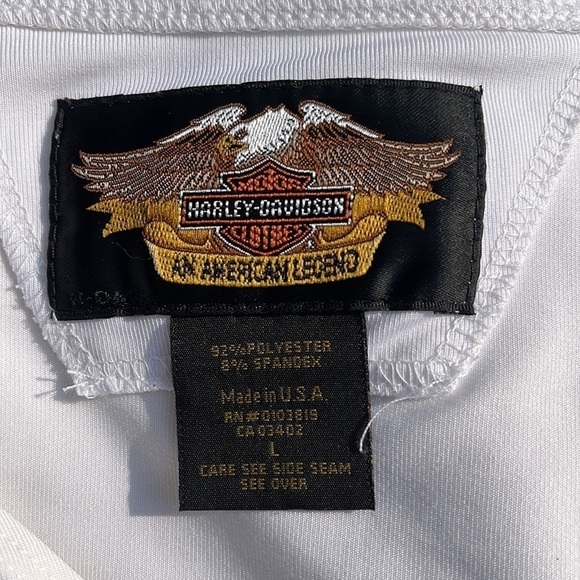 HARLEY DAVIDSON womens short sleeve shirt white with eagle in sequins, large - Picture 7 of 8